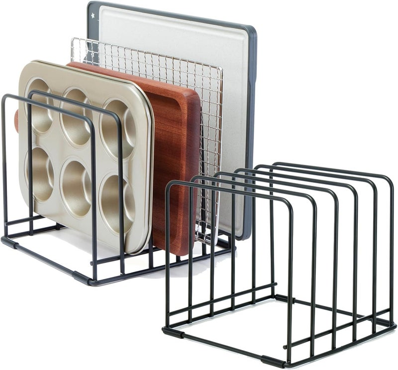 Eyskutvjc 2-Pack 5-Tier Cutting Board Holder, Kitchen Cabinet Organizer Holder, Space-Saving Kitchen Storage for Cutting Boards, Bakeware, Trays,Thin Pans and Cookbooks, Baking Sheets Organizer - Image 1